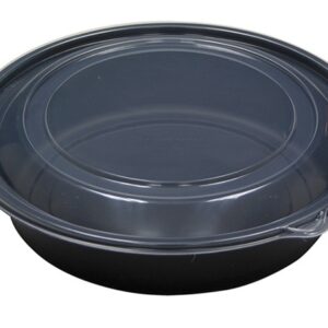 Earth Choice PP Bowl w/ Lid Combo Black Base / Clear Lid 8"