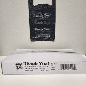 12# HD Plain Jr. T-Sack Black 8" X 4" X 16" 14 Mic