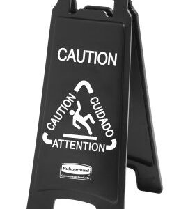 Executive Series "Caution" Sign Black, 26", Multi-lingual, 2-Sided