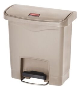 Slim Jim Step-On Resin Container White, 8 Gallon, Front Step