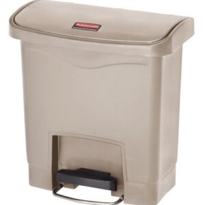 Slim Jim Step-On Resin Container White, 8 Gallon, Front Step