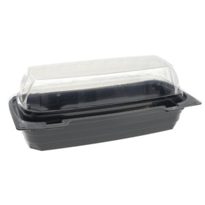OPS Small Hoagie Hinged Container Black/Clear, 8.25" X 3.88" X 3.25"