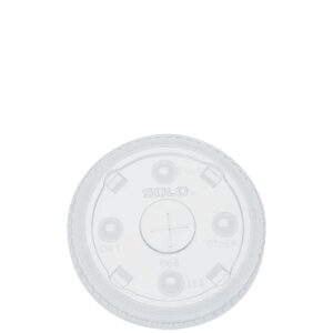 PET Cold Cup Flat Lid Clear w/ Straw Slot & ID