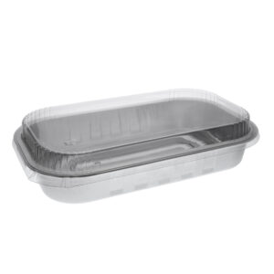 Foil Carry Out Tray w/ TE Dome Aluminum 12.5" x 7.5" x 1.88"