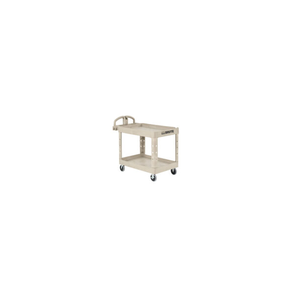 Heavy Duty Ergo Handle Utility Cart Lipped Shelf, Small, Beige