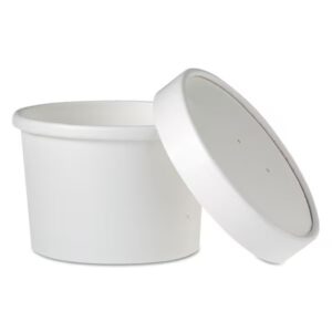 8 oz Squat Food Container w/ Lid Paper White