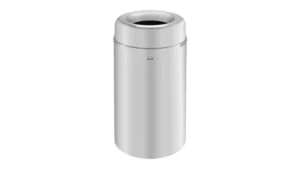 Crowne Collection Waste Container Open Top, 30 Gallon, Satin Aluminum
