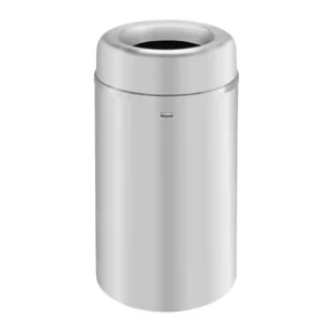 Crowne Collection Waste Container Open Top, 30 Gallon, Satin Aluminum