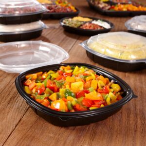 Hinged Square Container Black Base w/ Clear Lid 64.2 oz