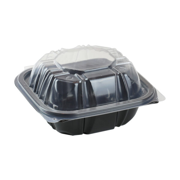 1-Cmpt Hinged-Lid Takeout Container 6" x 6" Black / Clear