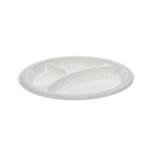 Meadoware 3-Compartment Plate 9", Plastic, White