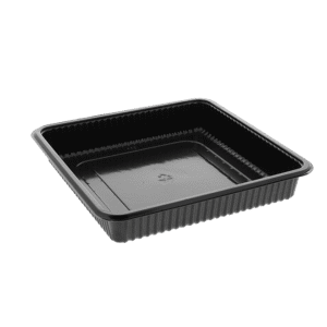 CPET Pan Square Food Container Black 7.8" x 7.8" x 1.33"