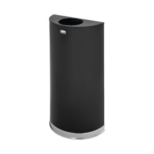 Half Round Open Top 12 Gal Non Perforate Black W/ Chrome Trim
