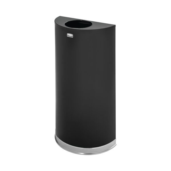 Half Round Open Top 12 Gal Non Perforate Black W/ Chrome Trim