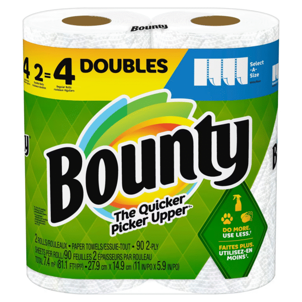 Bounty Select-A-Size Paper Towels, Double Rolls, White, 90 Sheets