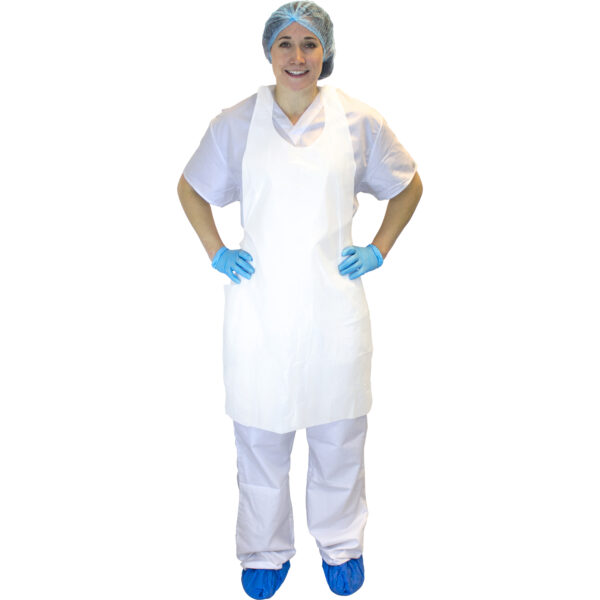 Polyethylene Apron 28" x 46" Blue - Bib Style