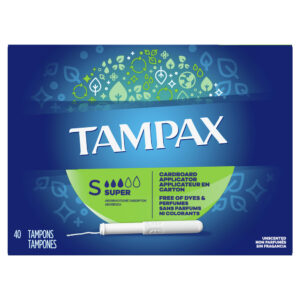 Tampax Cardboard Tampon Super Absorbency 40 Count Unscented