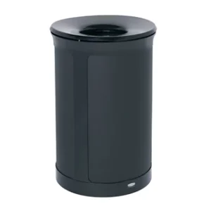 Enhance Round Garbage Can 33 Gal Jet Black Metallic