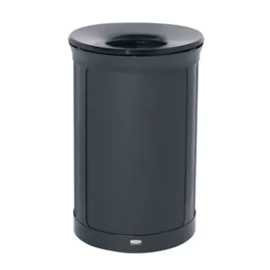 Enhance Round Garbage Can 23 Gal Jet Black Metallic