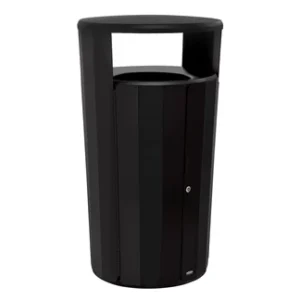 Resist Round Garbage Can 45 Gal Textured Black / Black Gloss