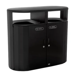 Reist Dual Stream Trash/Recycle Can 2x23 Gal Textured Blk / Blk Gloss