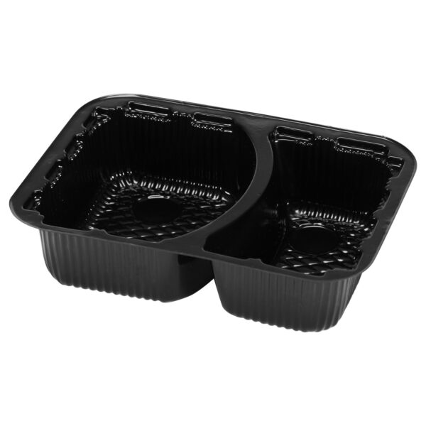 Two Cell Hamburger Snack Tray Black, 17.5 mil