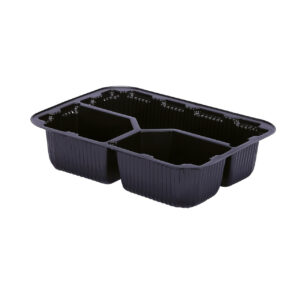 Three Cell Snack Tray Black, 17.5 mil