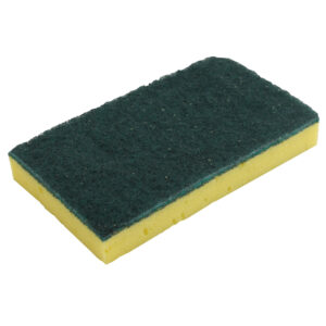 Polyurethane Scrubber Sponge 6" x 3-3/8" x 3/4" , Green / Yellow