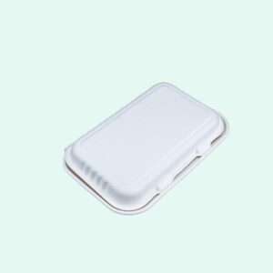 ChampWare Molded Fiber Clamshell White 9" x 6" , 2 - Compartment