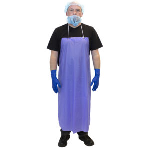 Raw Edge Vinyl Apron w/ String Ties Blue 35" x 45" , 6 mil