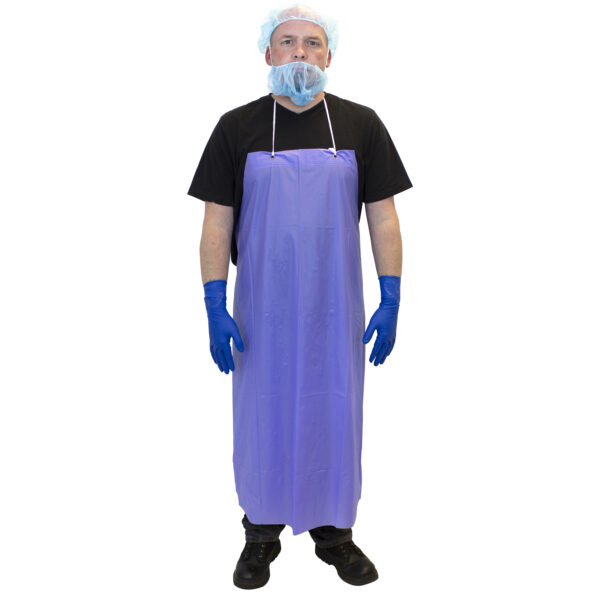 Raw Edge Vinyl Apron w/ String Ties Blue 35" x 45" , 6 mil