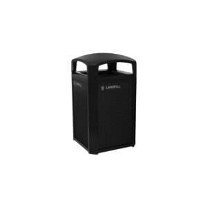 Classic Trash Container w/Dome Lid 50 gal, Black, Landmark Series
