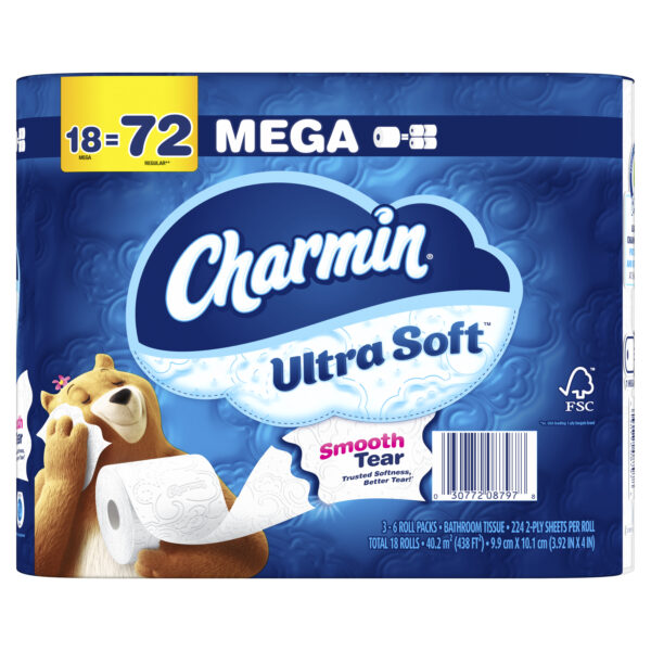 Charmin Ultra Soft Bath Tissue White , Mega Roll - 224 Sheets