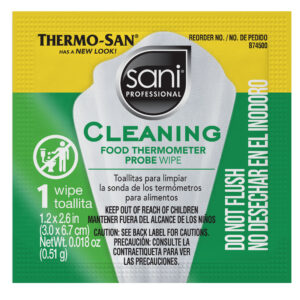 Cleaning Food Thermometer Probe Wipe , 1 Count Packet 1.2" x 2.6"