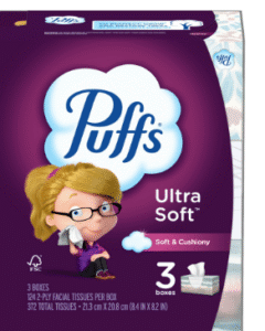 Puffs Ultra Soft Facial Tissues 3-Pks 124 ct, Family Size