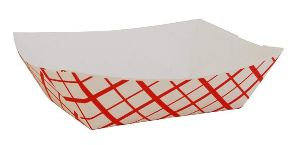 Southland #100 Paperboard Food Tray Red Check 1 lb. Capacity