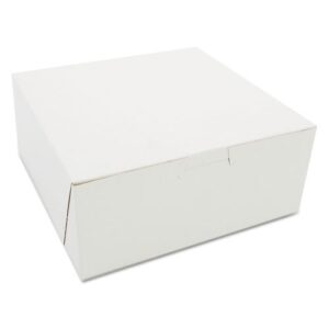 7" X 7" X 3" Bakery Box White, Non-Window, Lock-Corner