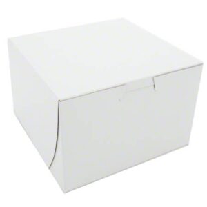6" X 6" X 4" Bakery Box White, Non-Window, Lock-Corner