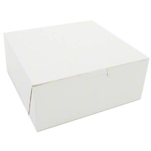 7" X 7" X 3" Bakery Box White, Non-Window, Lock-Corner
