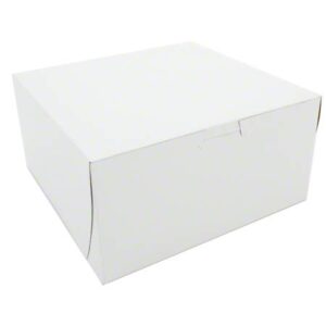 8" X 8" X 4" Bakery Box White, Non-Window, Lock-Corner