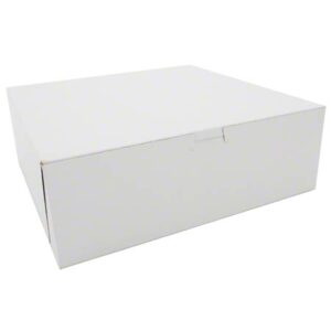 12" X 12" X 4" Bakery Box White, Non-Window, Lock-Corner