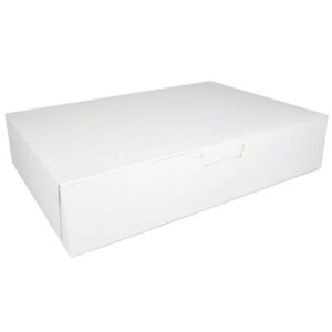 19" X 14" X 4" Bakery Box White, Non-Window, Lock-Corner