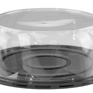Tall Swirl Cake Dome & Base Clear / Black 3.5" Tall x 8" Diam.