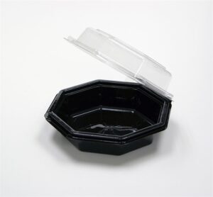 Black/Clear Octagon Clamshell 6-1/2"ODx2-5/8" Tall - Holds 16oz