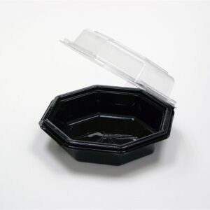 Black/Clear Octagon Clamshell 6-1/2"ODx2-5/8" Tall - Holds 16oz