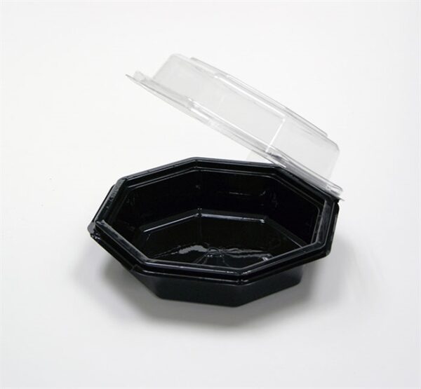 Black/Clear Octagon Clamshell 6-1/2"ODx2-5/8" Tall - Holds 16oz