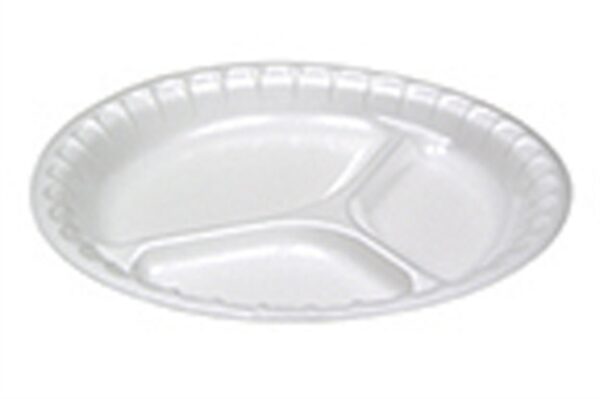10.25" 3-Compartment Plate Non-Laminated Foam