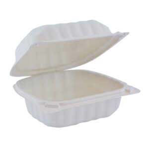6x6x3 1-Comp Hinged Lid Container MFPP Mineral Filled Polypropylene