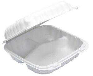 8x8x3 3-Comp Hinged Lid Container MFPP Mineral Filled Polypropylene