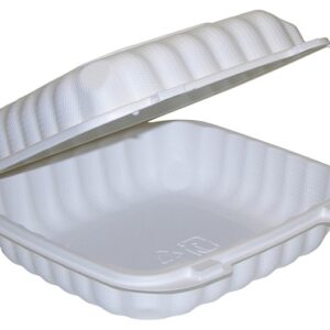 9x9x3 1-Comp Hinged Lid Container MFPP Mineral Filled Polypropylene